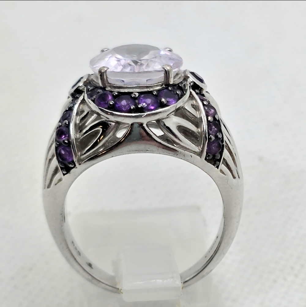 Victoria Wieck  Rose De France Amethyst & African Amethyst Art Deco Ring - Picture 8 of 12